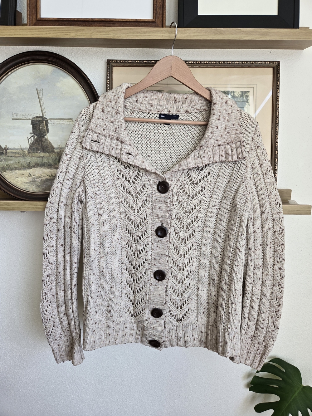 GAP Womens Fisherman/Cottagecore Wool Blend Cardigan